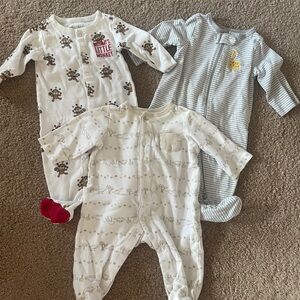 Adorable Kids One Piece Set - White, Gray, and Cream 3 months